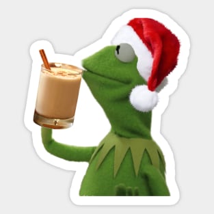 Kermit Sips Eggnog Sticker